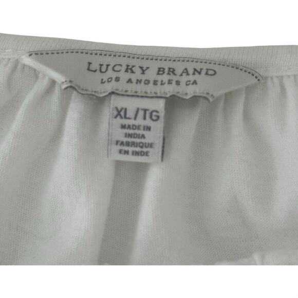 Lucky Brand Cotton Blend Embroidered Short Sleeve Peasant Top (XL) - Picture 7 of 10